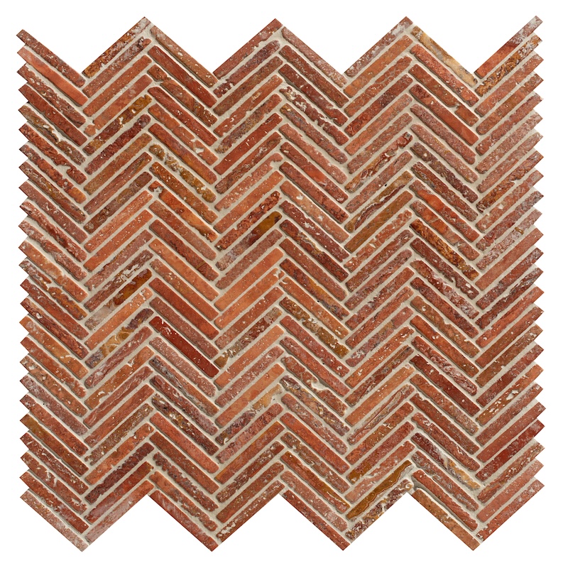 Athens Rosso Travertine Mosaic Tile